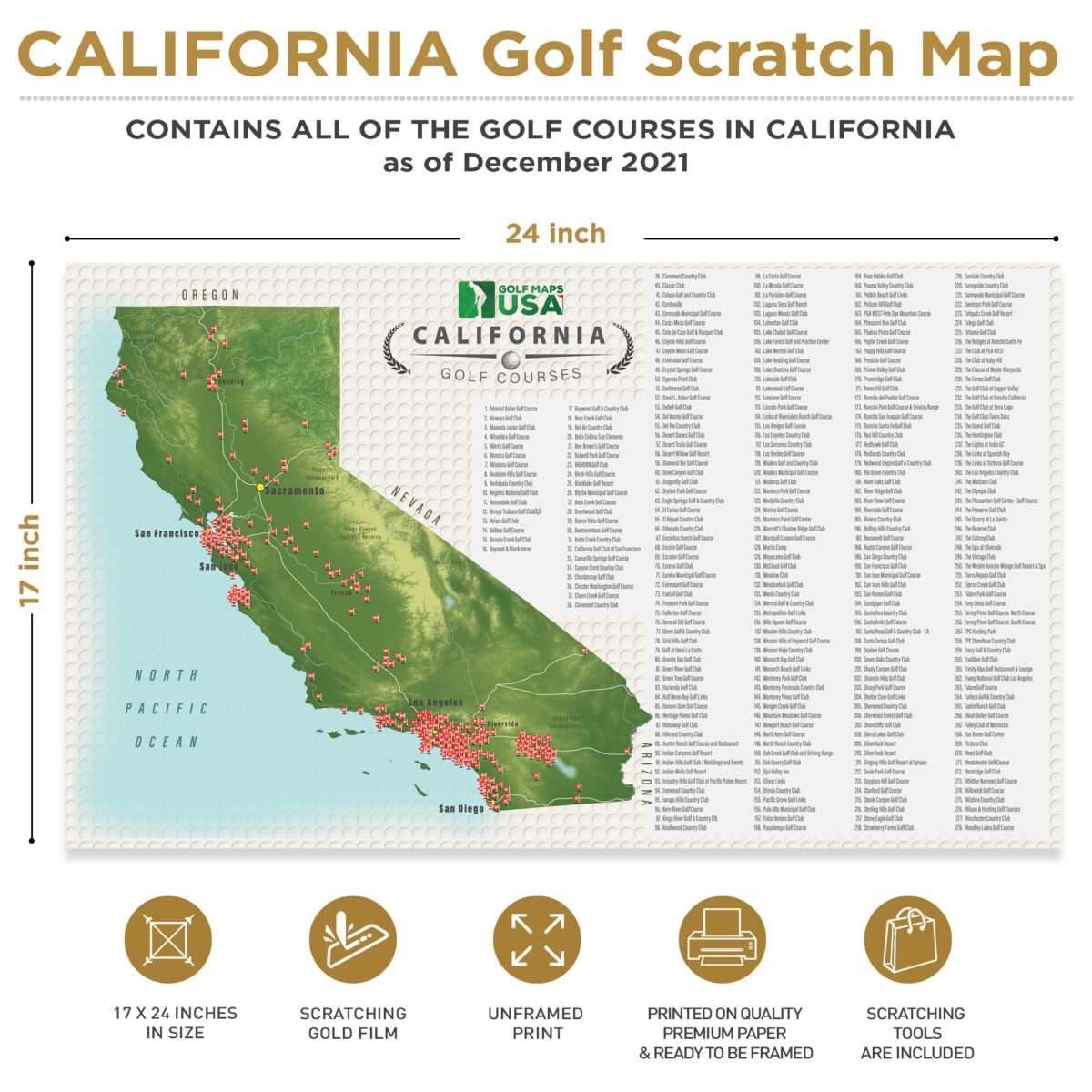 California Golf Course Scratch Off Map - Image 3