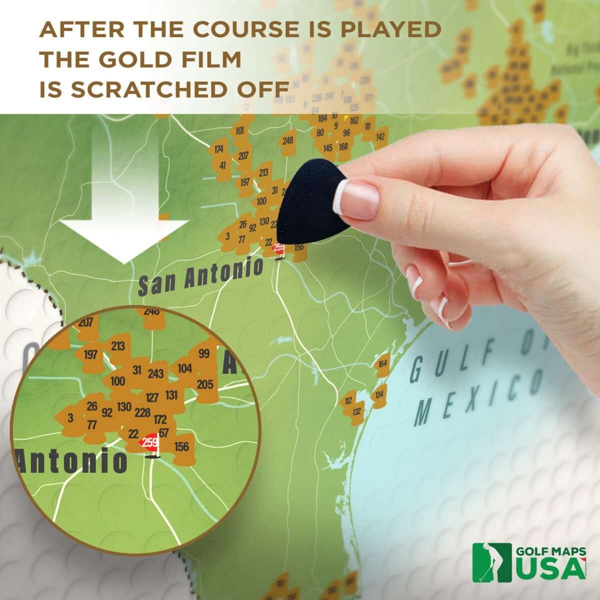 Texas Golf Course Scratch Off Map - Image 5